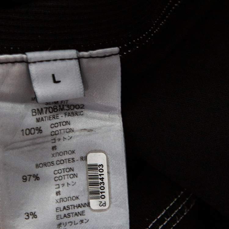 Pre Owned Givenchy Black Logo Printed Side Trim Detail Distressed T-Shirt L