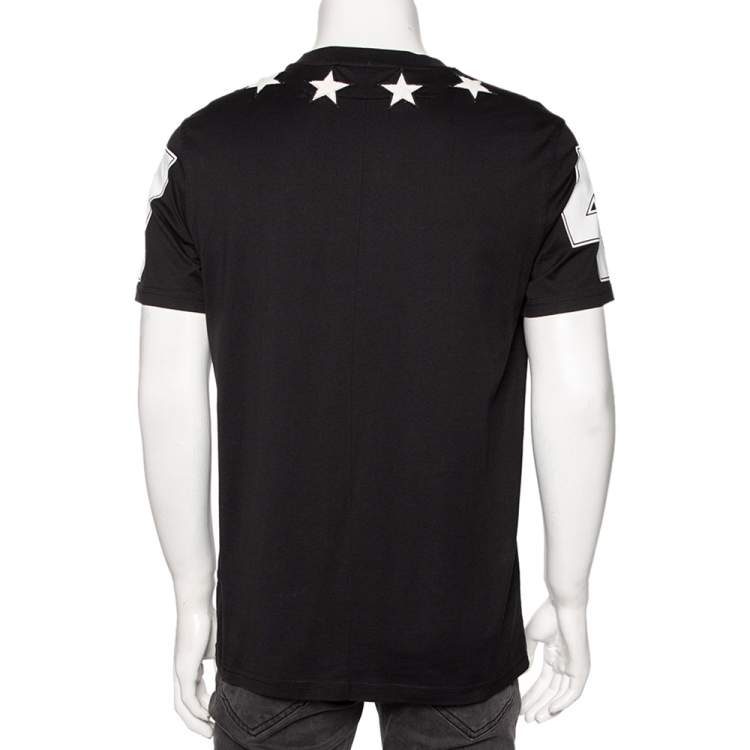 Pre Owned Givenchy Black Star Applique Detail Cuban Fit T-Shirt L
