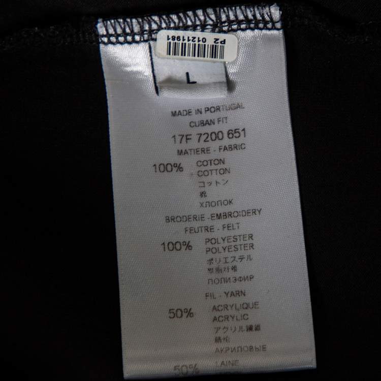 Pre Owned Givenchy Black Star Applique Detail Cuban Fit T-Shirt L