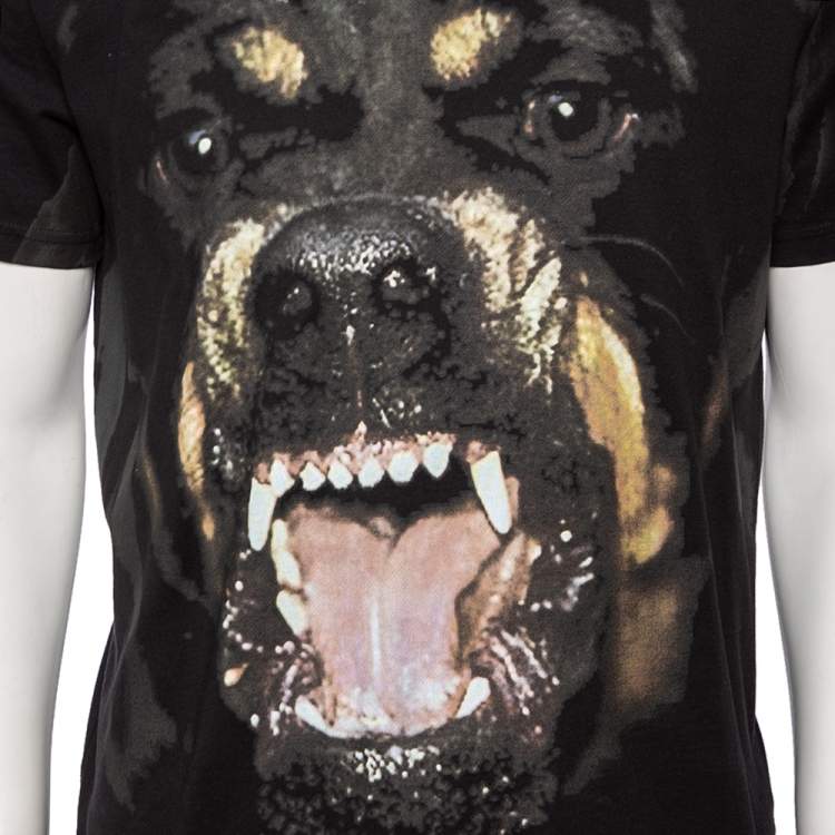 Pre Owned Givenchy Black Rottweiler Printed Cotton Short Sleeve T-Shirt L