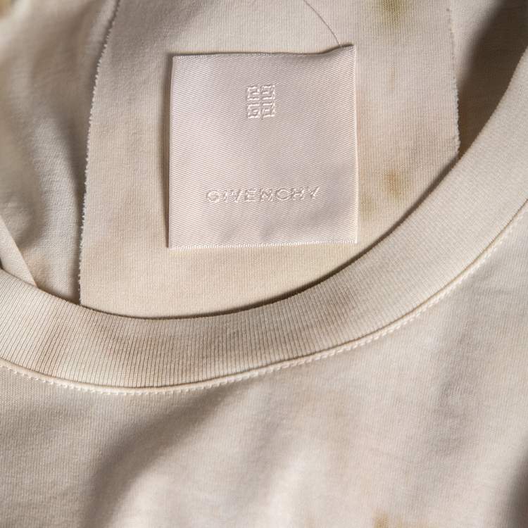 Pre Owned Givenchy White Tie-Dye Heart Printed Cotton Crewneck Oversized T-Shirt M