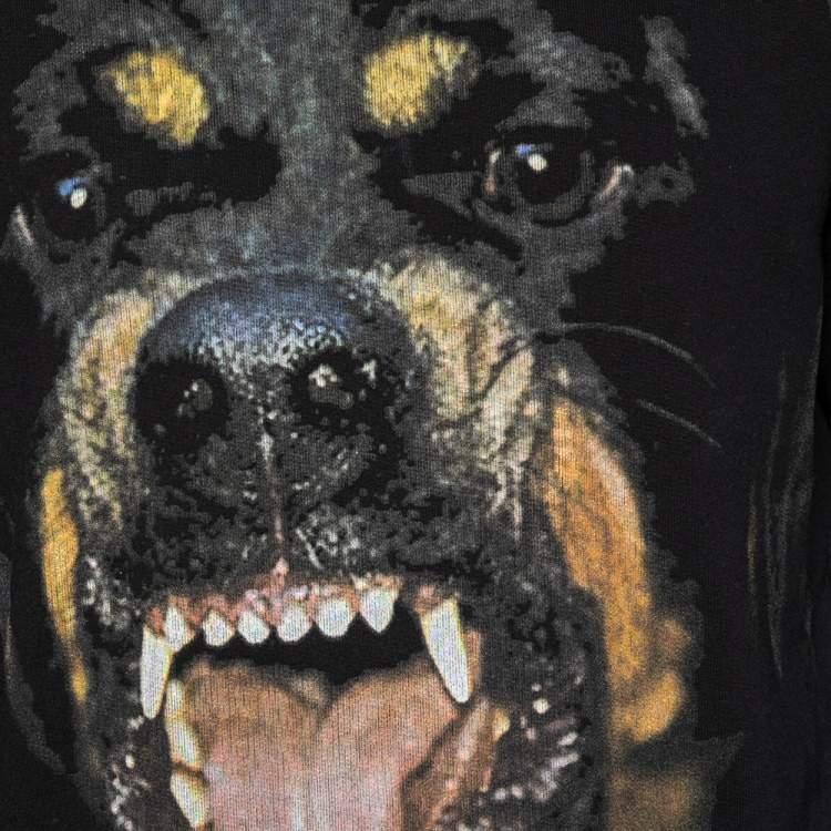 Pre Owned Givenchy Black Rottweiler Print Cotton Crewneck Sweatshirt XS