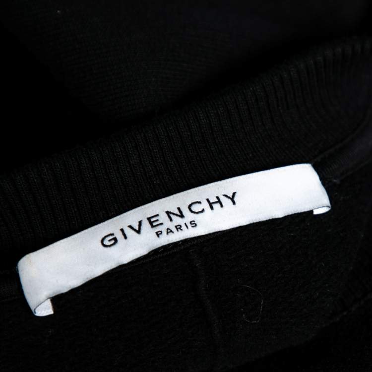 Pre Owned Givenchy Black Shark Printed Cotton Crew Neck Sweatshirt XS