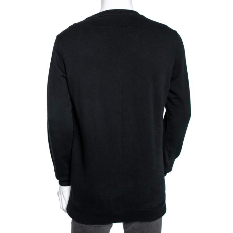 Pre Owned Givenchy Black Shark Printed Cotton Crew Neck Sweatshirt XS