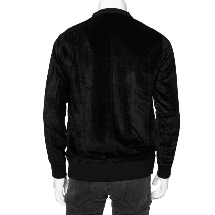 Pre Owned Givenchy Black Printed Velour Shoulder Zip Detail Sweatshirt S