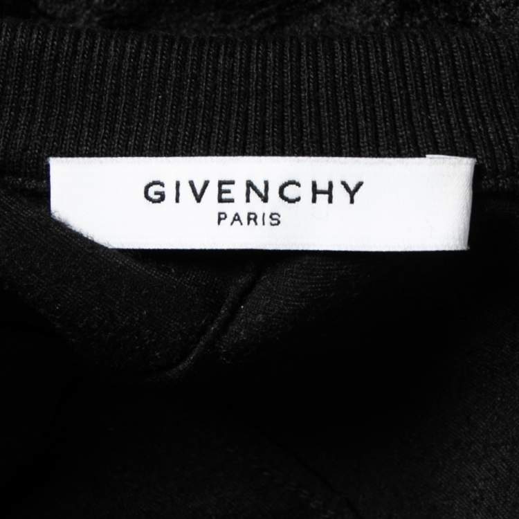Pre Owned Givenchy Black Printed Velour Shoulder Zip Detail Sweatshirt S