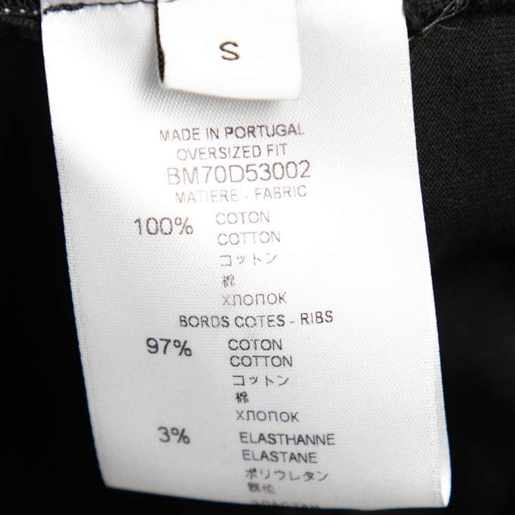 Pre Owned Givenchy Black Logo Printed Side Trim Detail Distressed T-Shirt S