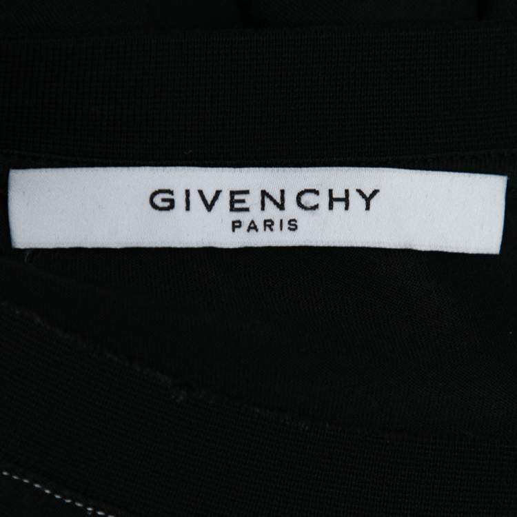 Pre Owned Givenchy Black Logo Printed Side Trim Detail Distressed T-Shirt S