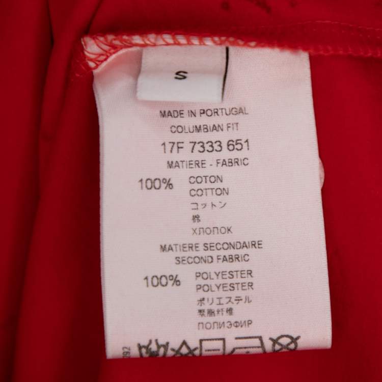 Pre Owned Givenchy Red Distressed Cotton & Mesh Inset Short Sleeve T-Shirt S