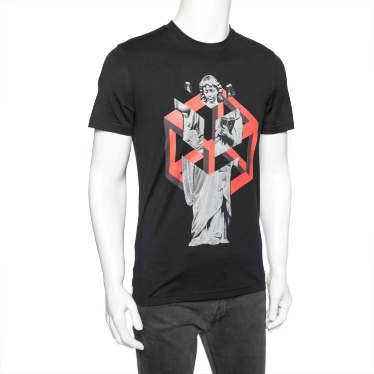 Pre Owned Givenchy Black Printed Cotton Short Sleeve T-Shirt S
