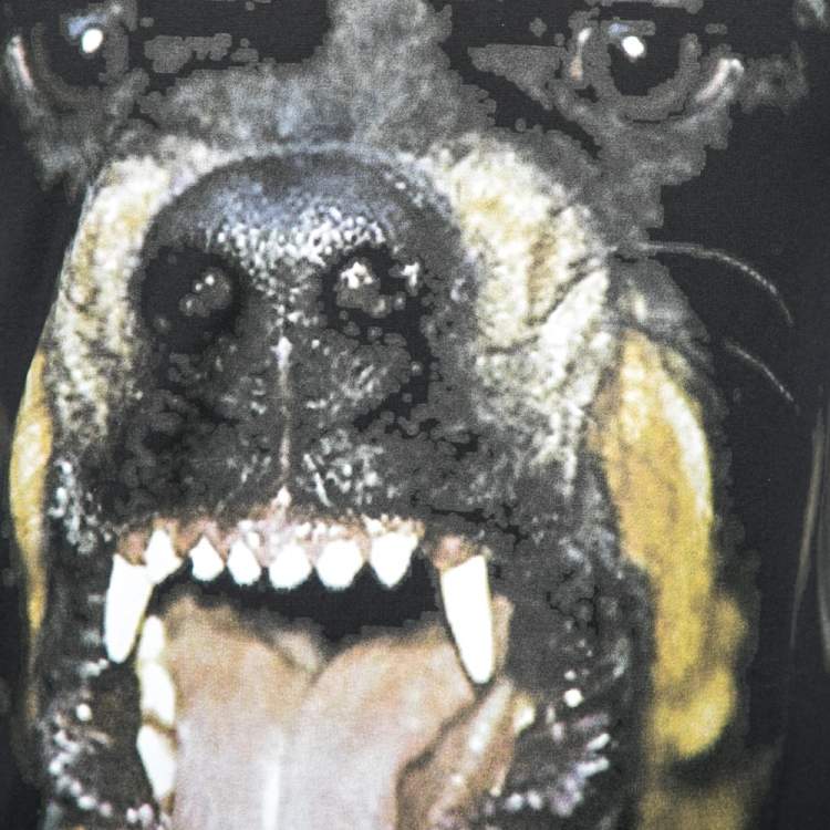Pre Owned Givenchy Black Cotton Rottweiler Print Cuban Fit T-Shirt S