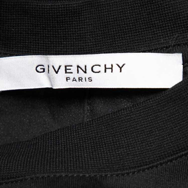 Pre Owned Givenchy Black Distressed Cotton & Mesh Inset Logo Printed T-Shirt XS