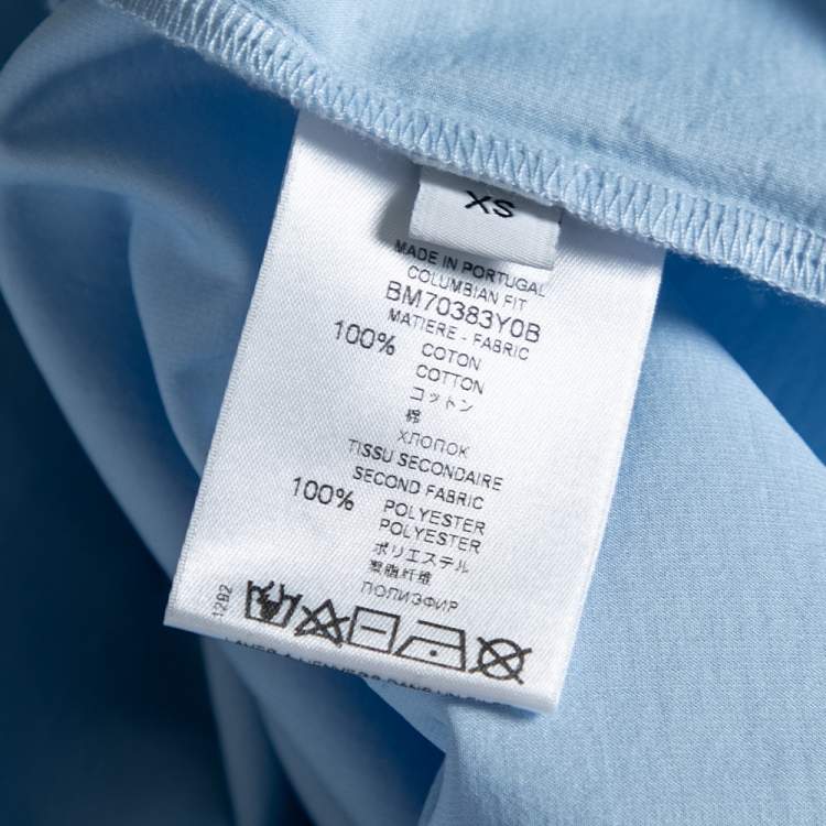 Pre Owned Givenchy Blue Distressed Cotton & Mesh Inset Logo Printed T-Shirt XS