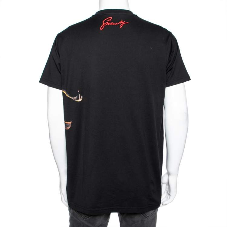 مملوكة مسبقًا Givenchy Black Cotton Lion Printed Crew Neck T-Shirt XS