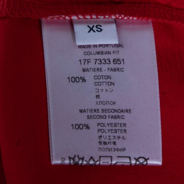 Pre Owned Givenchy Red Distressed Cotton & Mesh Inset Short Sleeve T-Shirt XS