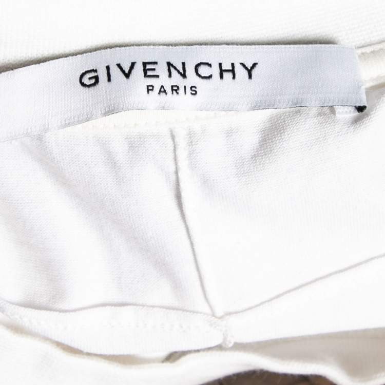 Pre Owned Givenchy White Printed Cotton Crew Neck T-Shirt XXS