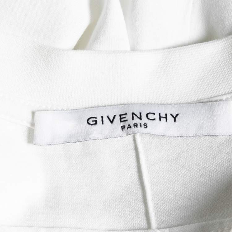 Pre Owned Givenchy White Printed Cotton and Mirror Embellished Crew Neck Top XS