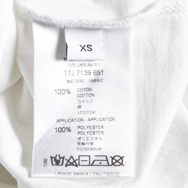 Pre Owned Givenchy White Printed Cotton and Mirror Embellished Crew Neck Top XS