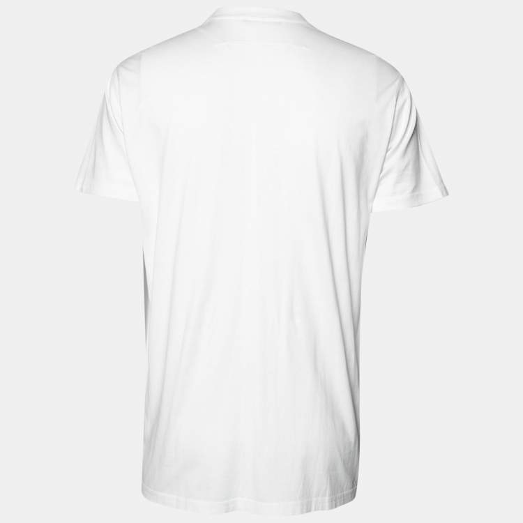 Pre Owned Givenchy White Printed Cotton and Mirror Embellished Crew Neck Top XS