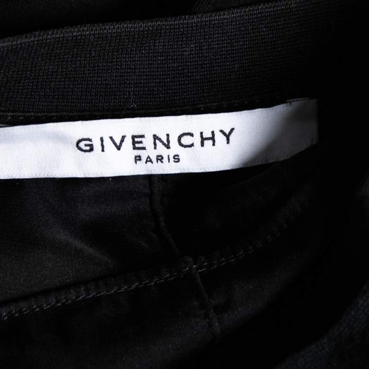 Pre Owned Givenchy Black Distressed Cotton & Mesh Inset Logo Printed T-Shirt M