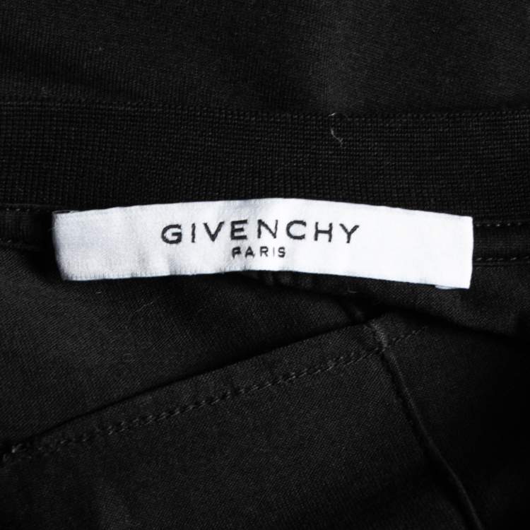 Pre Owned Givenchy Black Cotton Logo Applique Detail Short Sleeve T-Shirt L
