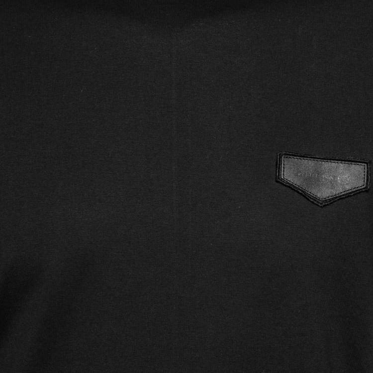 Pre Owned Givenchy Black Cotton Logo Applique Detail Short Sleeve T-Shirt L