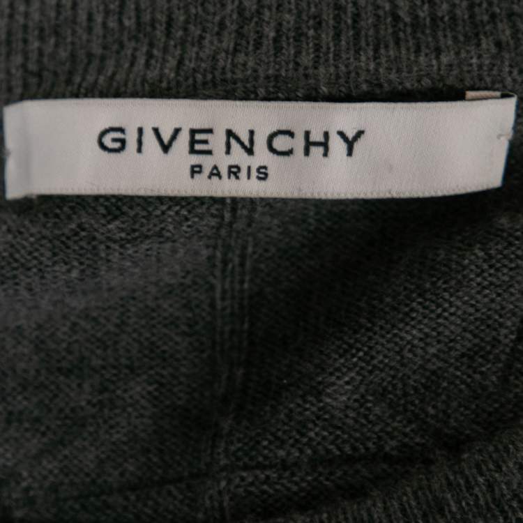 Pre Owned Givenchy Grey Wool Star Embroidered Long Sleeve Sweater L