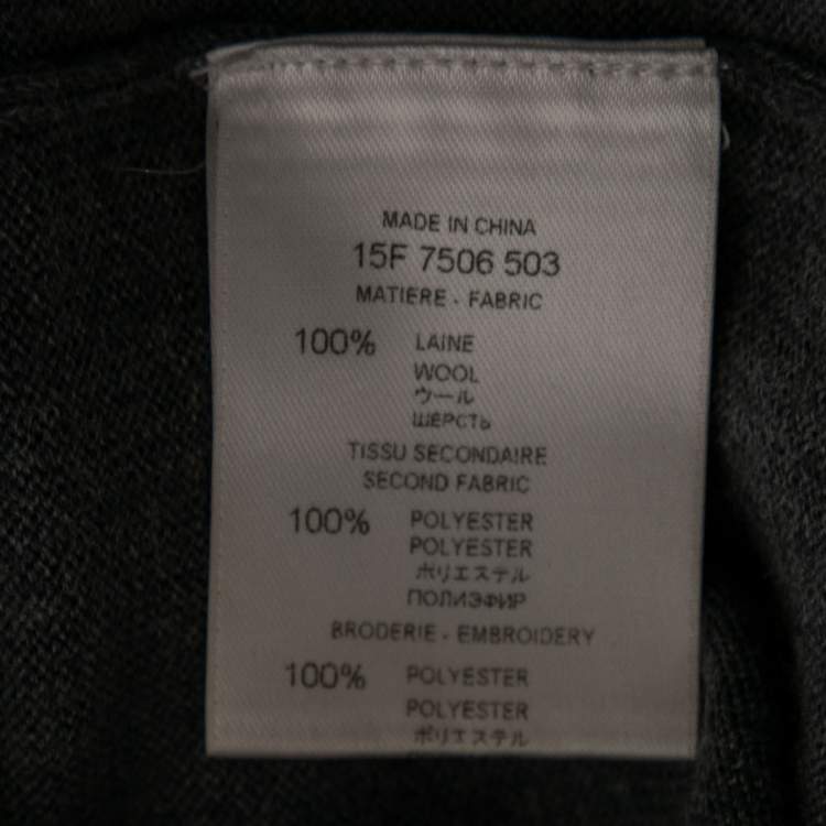 Pre Owned Givenchy Grey Wool Star Embroidered Long Sleeve Sweater L