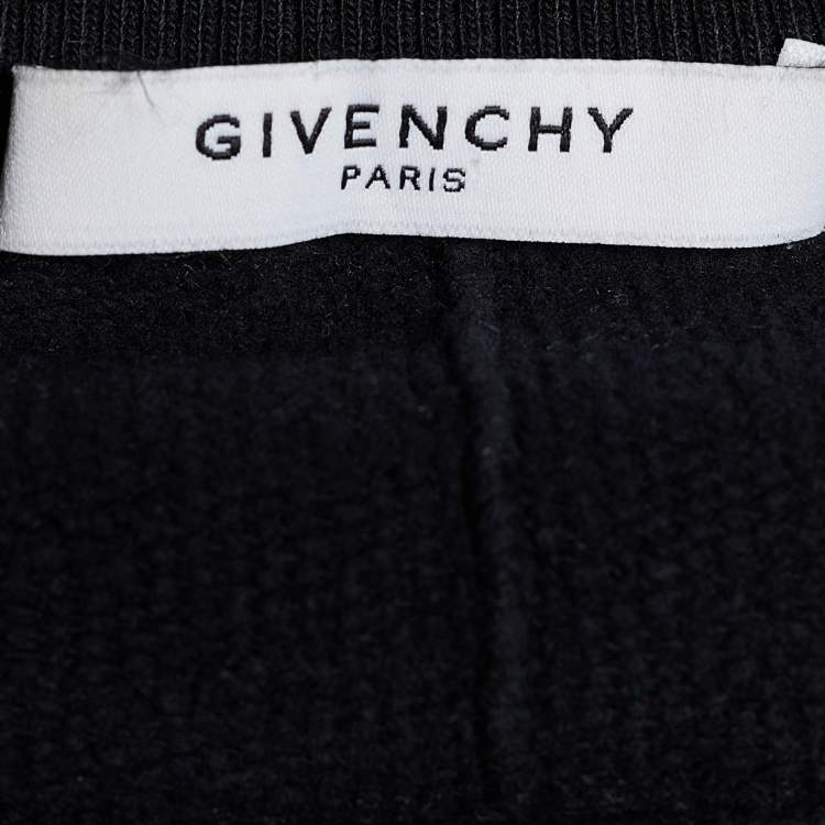 Pre Owned Givenchy Black Terry Knit 4G Applique Sweatshirt S