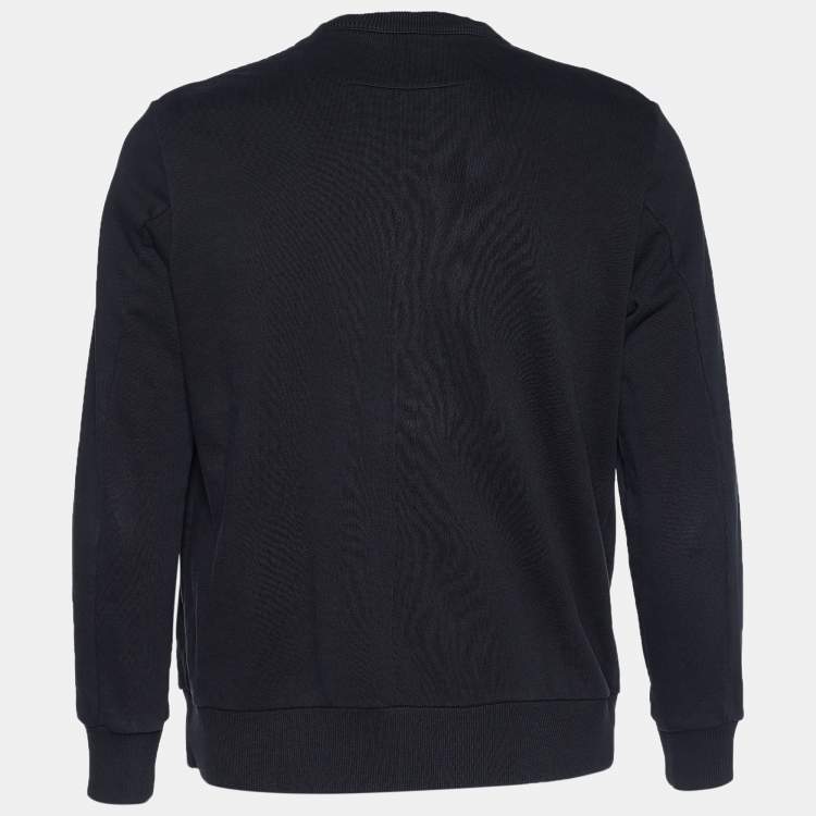 Pre Owned Givenchy Black Terry Knit 4G Applique Sweatshirt S