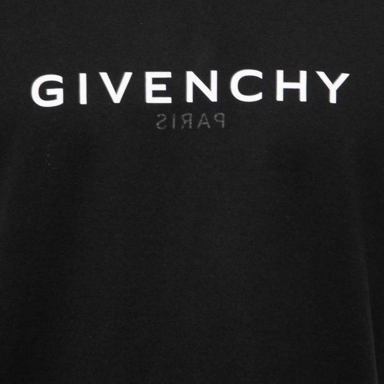 Pre Owned Givenchy Black Logo Print Cotton Short Sleeve Crew Neck T-Shirt M