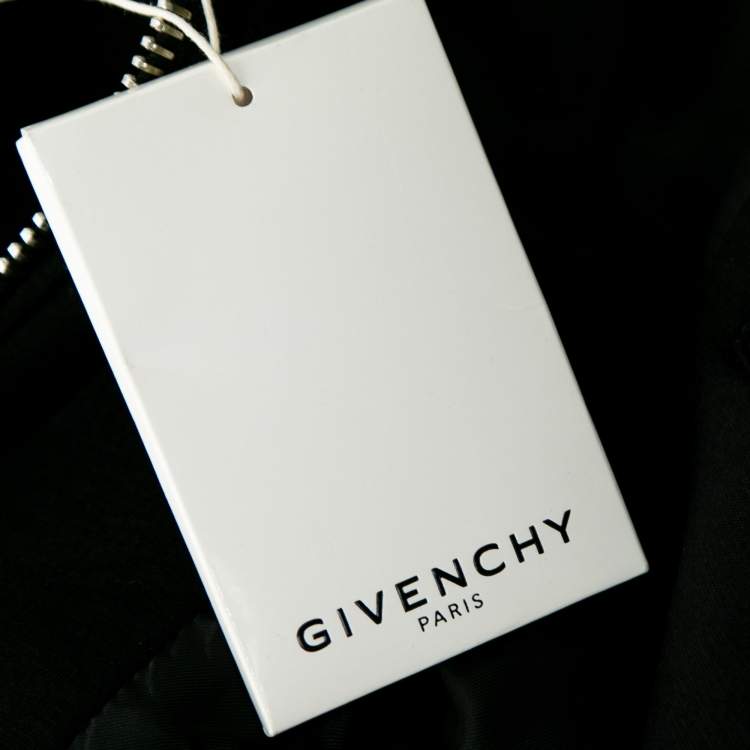 Pre Owned Givenchy Black Neoprene & Leather Hooded Bomber Jacket M