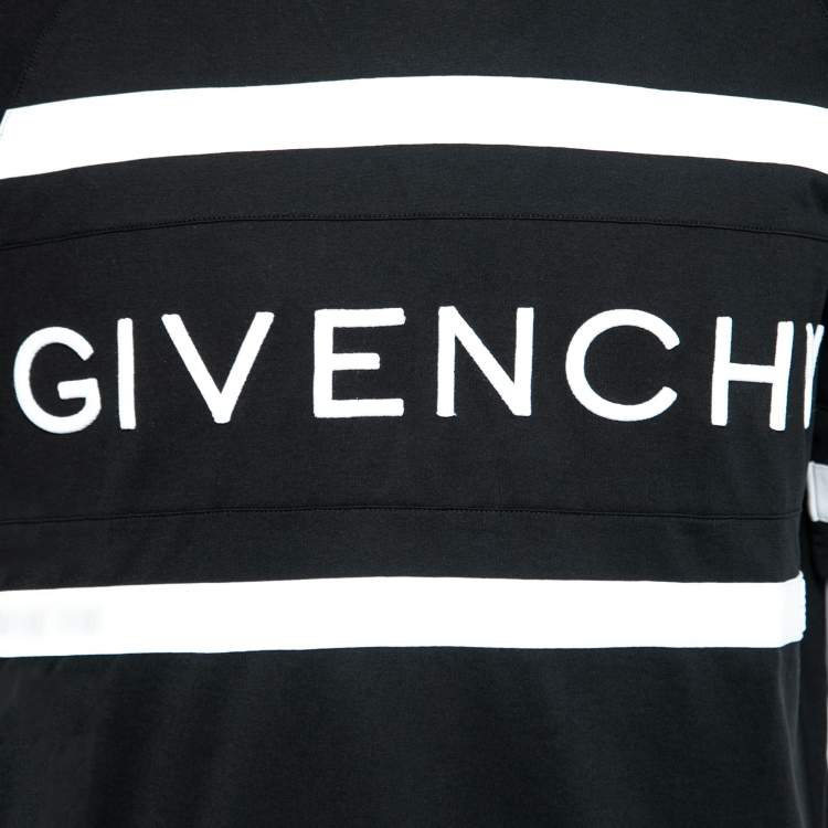 Pre Owned Givenchy Black Cotton Logo Embroidered Short Sleeve T-Shirt M