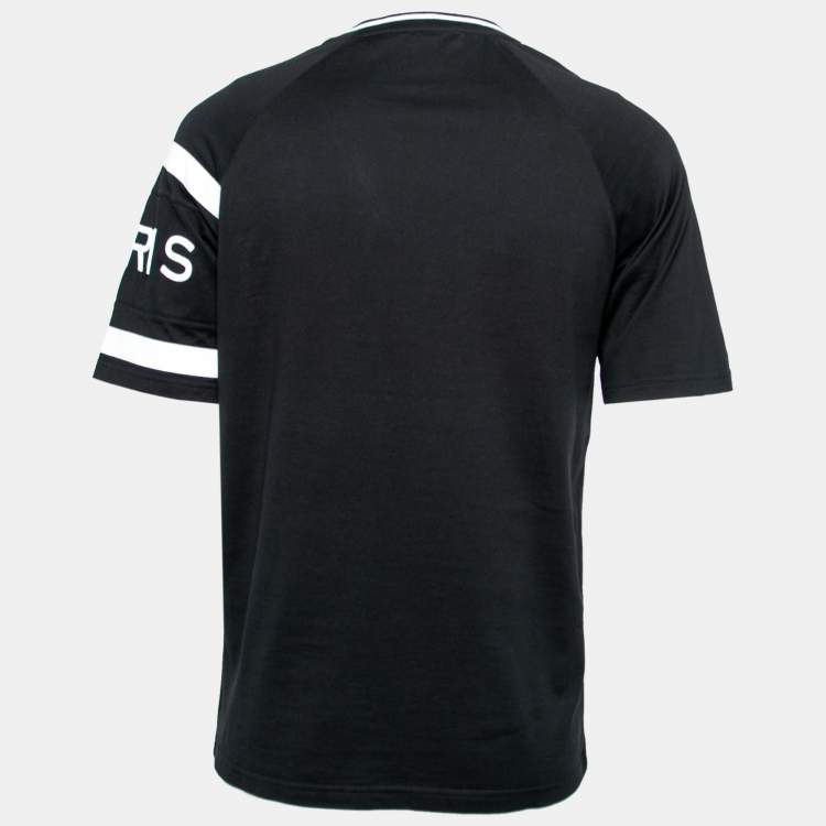 Pre Owned Givenchy Black Cotton Logo Embroidered Short Sleeve T-Shirt M