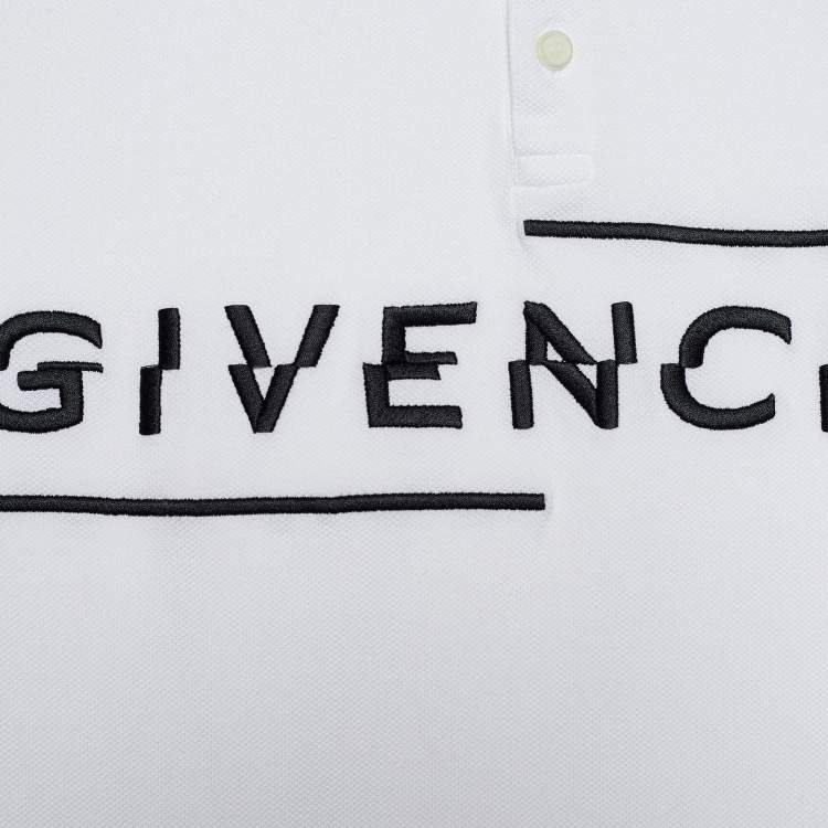 Pre Owned Givenchy White Cotton Logo Detail Polo T-Shirt S
