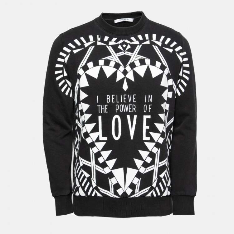 Pre Owned Givenchy Black Printed Cotton Crewneck Long Sleeve Sweatshirt XS
