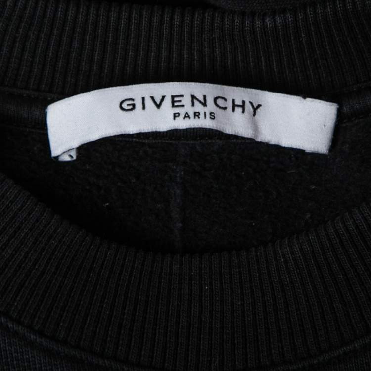 Pre Owned Givenchy Black Printed Cotton Crewneck Long Sleeve Sweatshirt XS