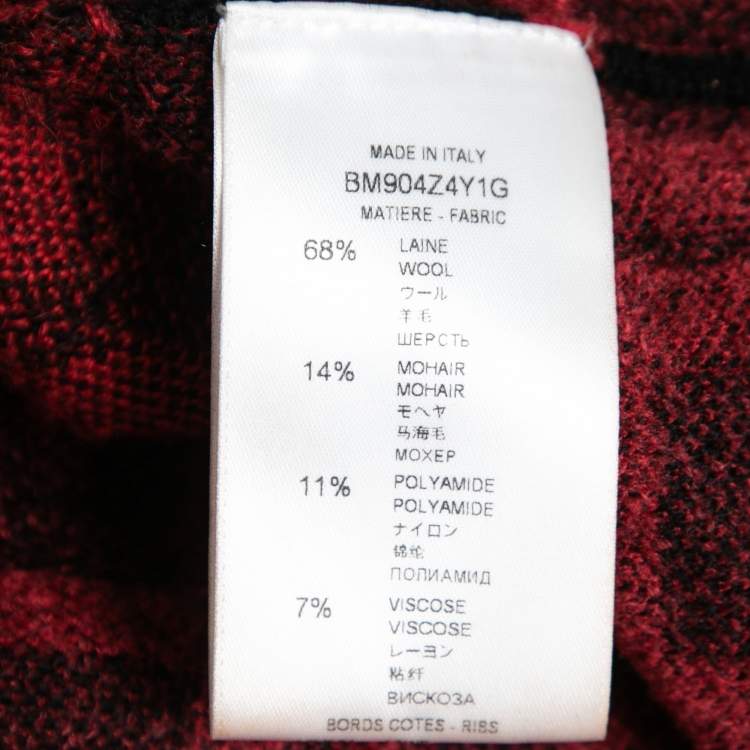 Pre Owned Givenchy Black and Red Wool All Over Logo Crewneck Sweater L