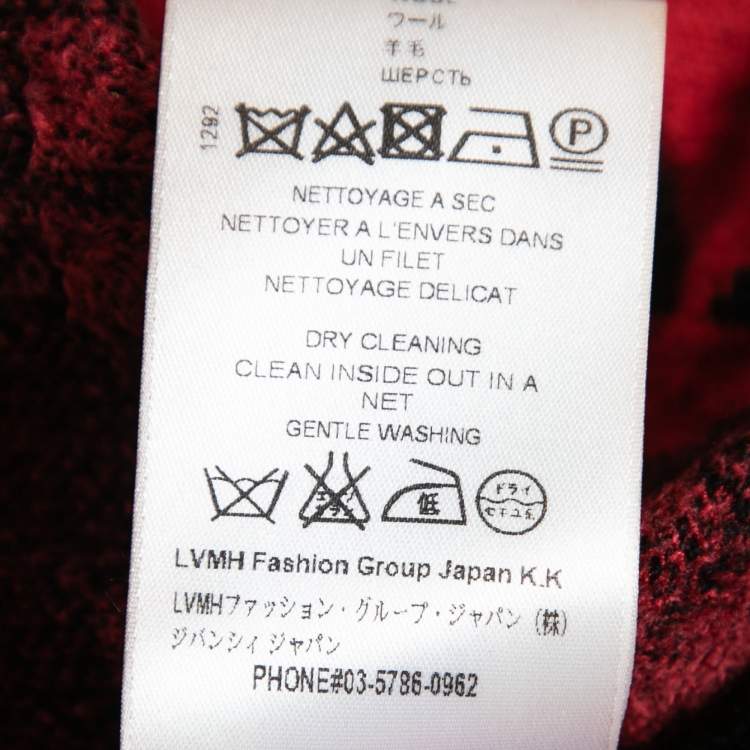 Pre Owned Givenchy Black and Red Wool All Over Logo Crewneck Sweater L