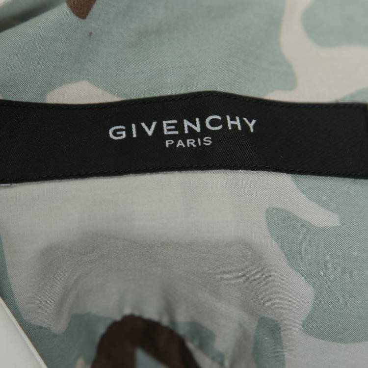 Pre Owned Givenchy Multicolor Camouflage Print Striped Long Sleeve Shirt XXL