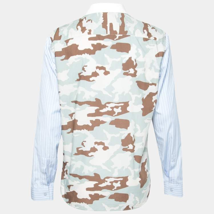 Pre Owned Givenchy Multicolor Camouflage Print Striped Long Sleeve Shirt XXL