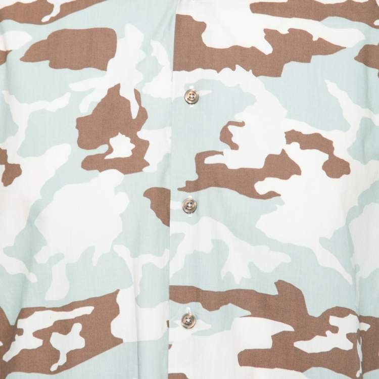 Pre Owned Givenchy Multicolor Camouflage Print Striped Long Sleeve Shirt XXL