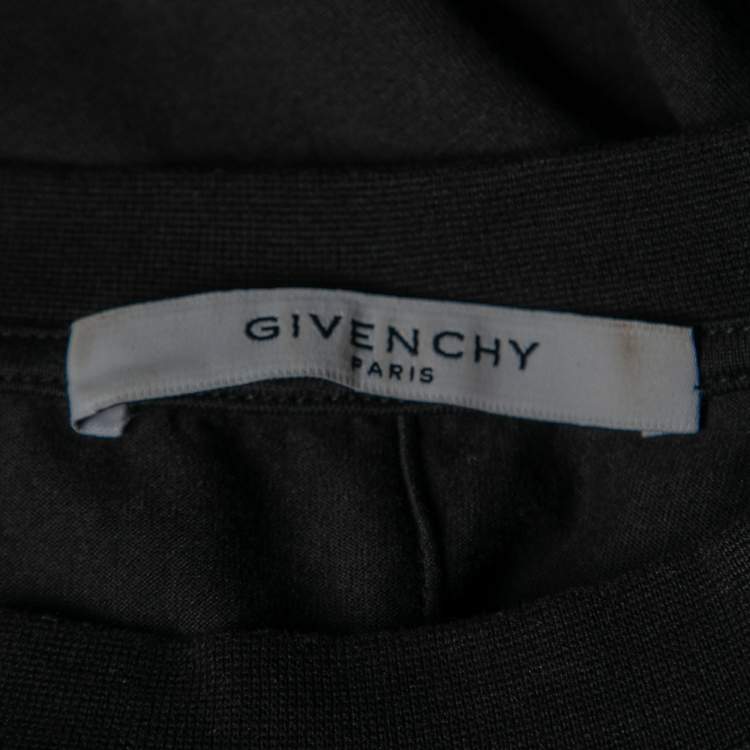 Pre Owned Givenchy Black Floral Printed Cotton Metal 17 Detail Crewneck T-Shirt XS