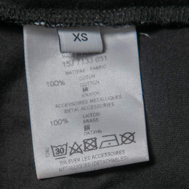 Pre Owned Givenchy Black Floral Printed Cotton Metal 17 Detail Crewneck T-Shirt XS