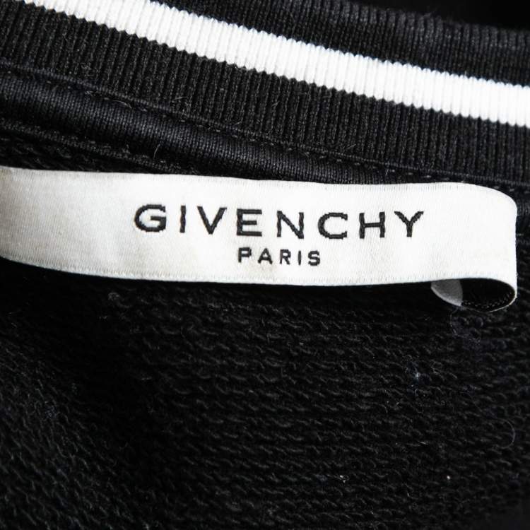 Pre Owned Givenchy Black Logo Embroidered Cotton Crew Neck Sweatshirt XL