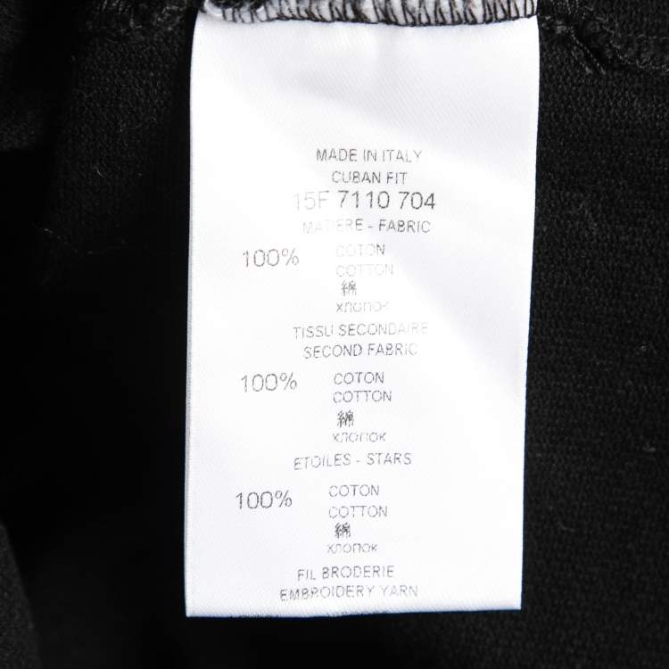 Pre Owned Givenchy  Black Star Embroidered Cotton Pique Long Sleeve Polo T-Shirt S