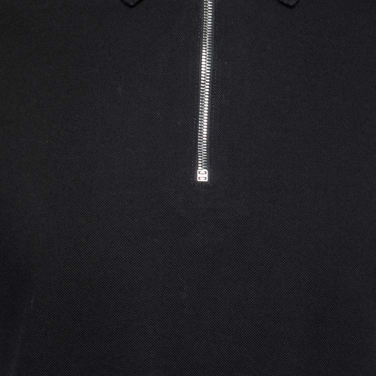 Pre Owned Givenchy Black Cotton Pique Zip Detail Short Sleeve Polo T-Shirt S