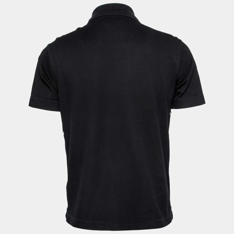 Pre Owned Givenchy Black Cotton Pique Zip Detail Short Sleeve Polo T-Shirt S