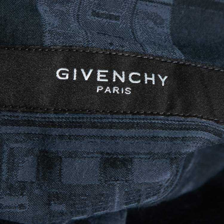 Pre Owned Givenchy Dark Blue Printed Cotton Button Front Shirt XL   