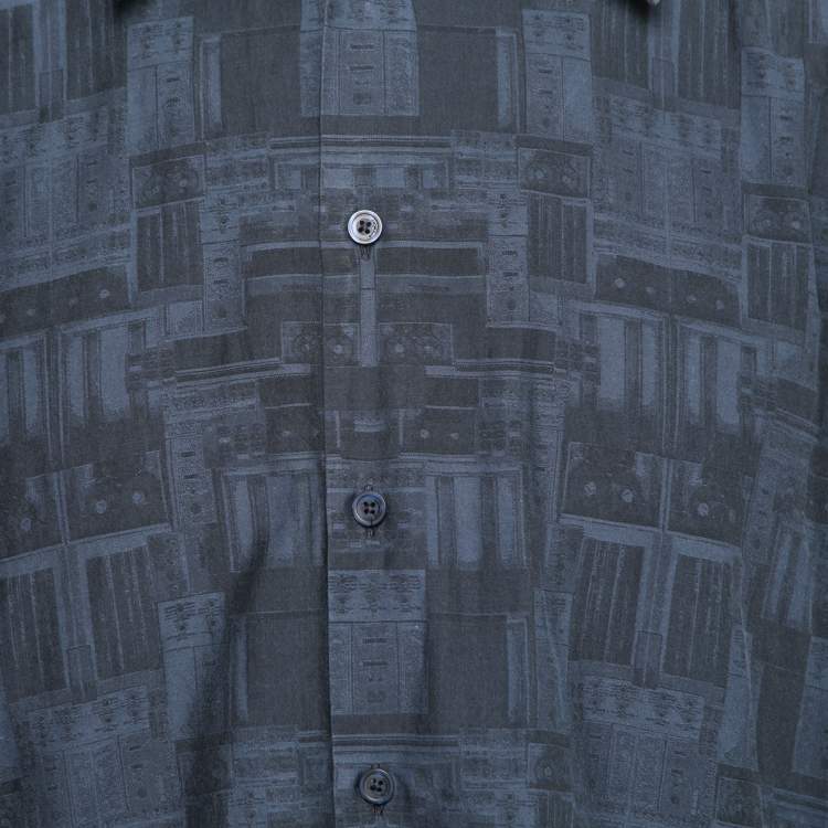 Pre Owned Givenchy Dark Blue Printed Cotton Button Front Shirt XL   